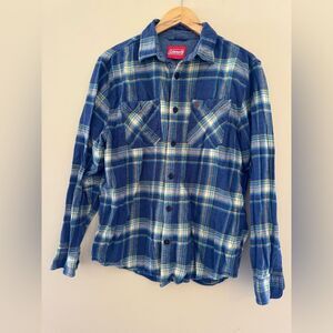 Coleman Blue and Green Plaid Button-Down Shirt